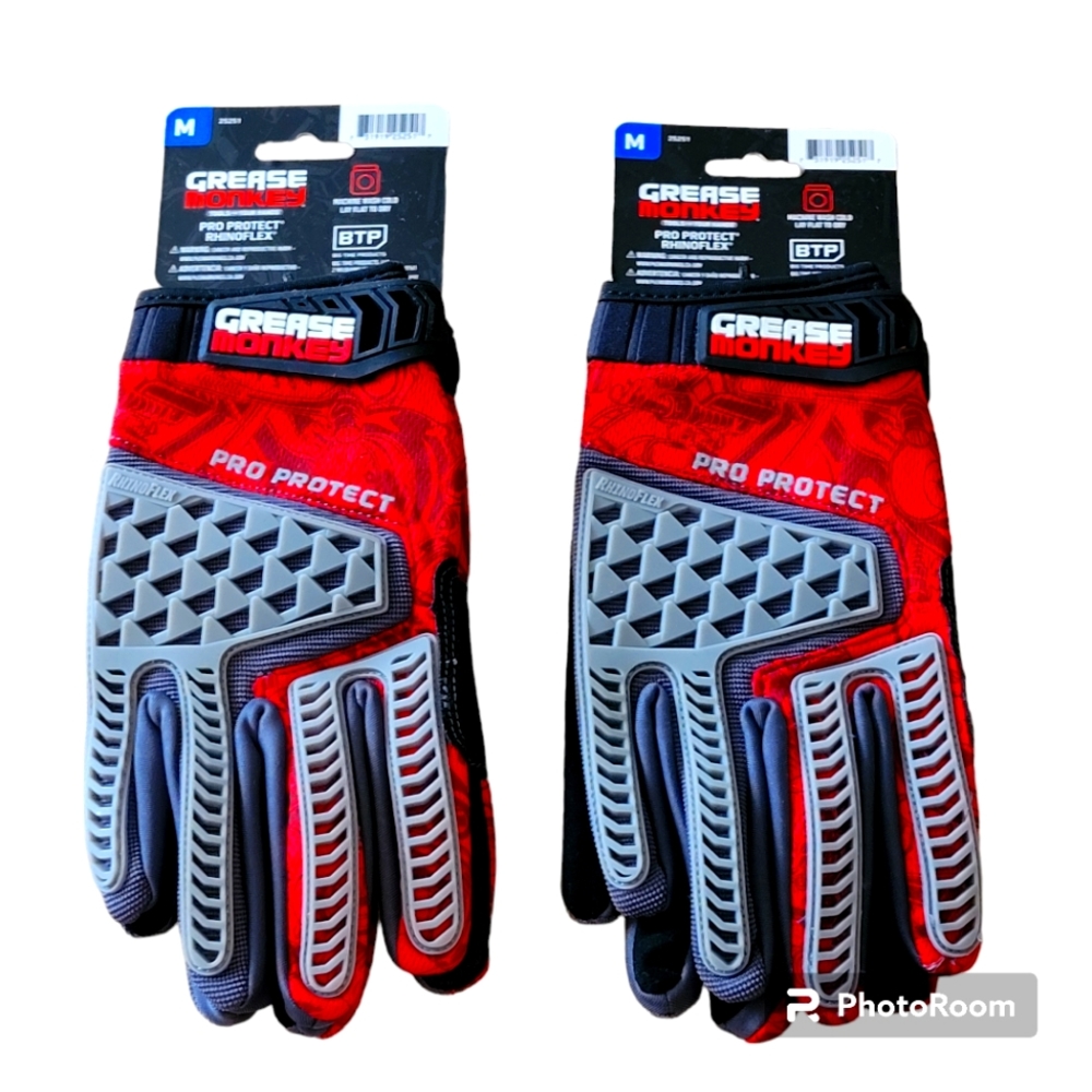 2pc Grease Monkey Pro Protect Rhinoflex Air Mechanic Gloves. Size M
